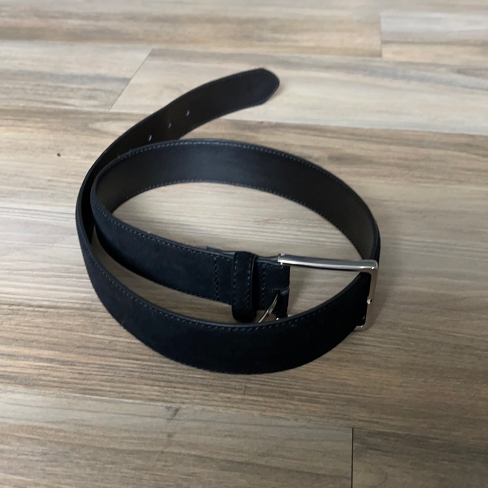 Suede black leather belt